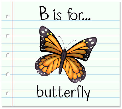 Flashcard letter B is for butterfly