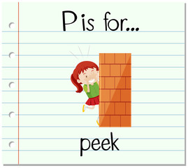 Flashcard letter P is for peek