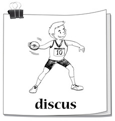 Doodle of man doing discus