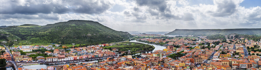 panoramic view of Bosa from the castle of Malaspina, Sardinia, Italy