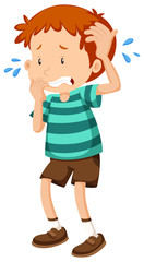 Little boy being nervous