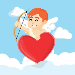 cupid with heart shaped sign