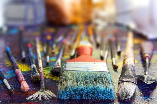 brush to paint the picture. paint brushes