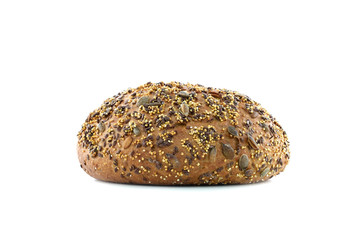 Fresh baked multigrain bread with grain ears.