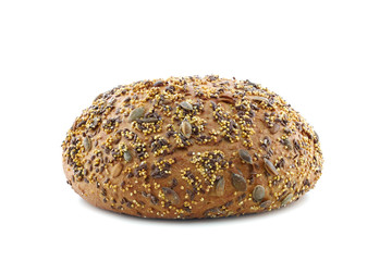 Fresh baked multigrain bread with grain ears.