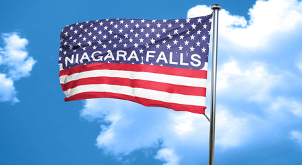 niagara falls, 3D rendering, city flag with stars and stripes
