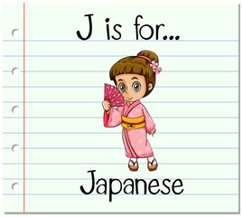 Flashcard letter J is for japanese