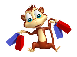 fun Monkey cartoon character  with shopping bag