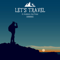 Web vector illustration on the theme of Climbing, Trekking, Hiking, Walking. Downshifting.