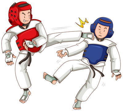 Two athletes doing taekwondo