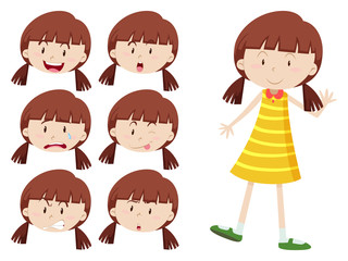 Girl with many facial expressions