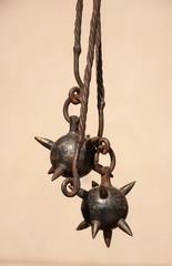 ancient iron cannon with thorns and chain - mace