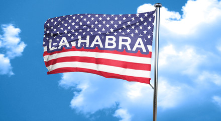 la habra, 3D rendering, city flag with stars and stripes