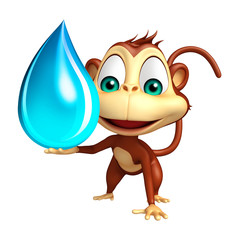 Fototapeta premium fun Monkey cartoon character with water drop