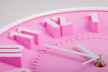 pink clock face or dial closeup
