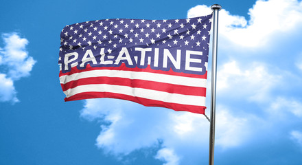 palatine, 3D rendering, city flag with stars and stripes