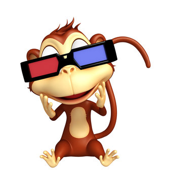 Monkey cartoon character with 3D gogal