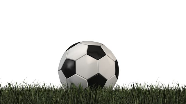 Soccer Ball on Grass isolated on white background