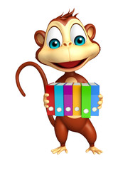 Fototapeta premium cute Monkey cartoon character with files