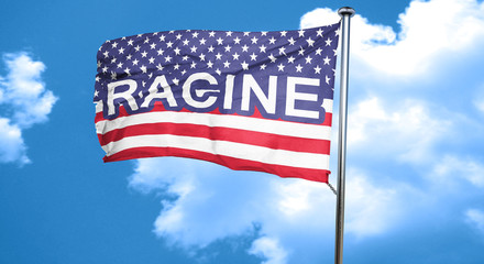 racine, 3D rendering, city flag with stars and stripes