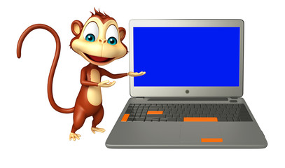Monkey cartoon character with laptop