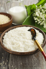 Rice porridge in a plate