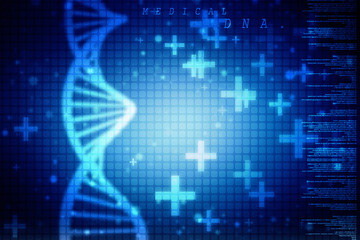Fototapeta na wymiar Digital illustration DNA structure in colour background