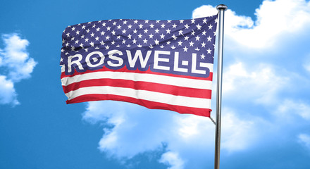 roswell, 3D rendering, city flag with stars and stripes
