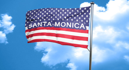 santa monica, 3D rendering, city flag with stars and stripes