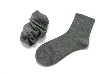 gray socks on white background