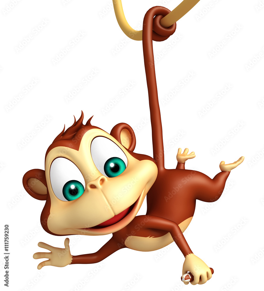 Sticker funny  Monkey cartoon character