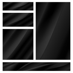 abstract vector set of blank glossy black banners of different s