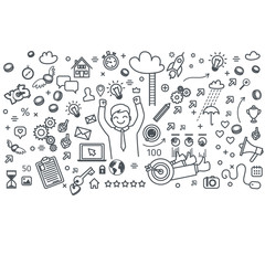 Business doodles icons