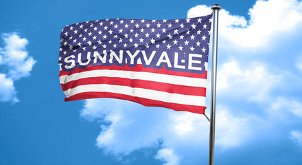 sunnyvale, 3D rendering, city flag with stars and stripes
