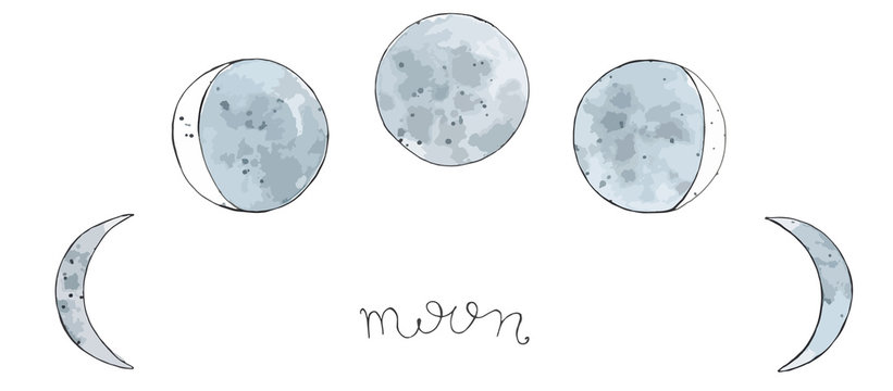 Moon Phases Sketch Images – Browse 3,295 Stock Photos, Vectors, and Video