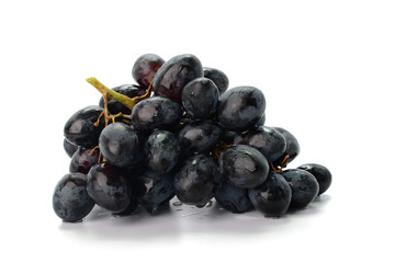 Bunch of dark red grapes Isolated on white background