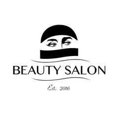 Logo beauty salon with Arab woman Vector Illustration