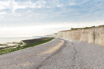 Popular white cliff Birling Gap Atlantic ocean coast, West Susse