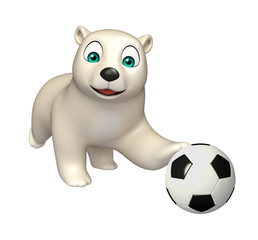  Polar bear cartoon character with football