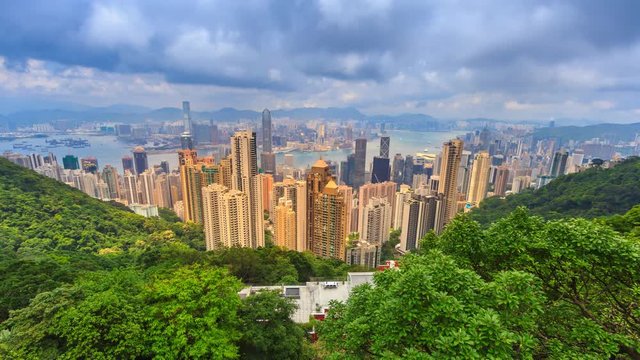 Hong Kong Cityscape High Viewpoint Of The Peak Time Lapse