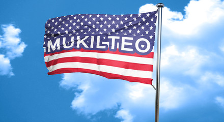 mukilteo, 3D rendering, city flag with stars and stripes