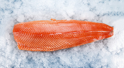 Salmon fillet on ice