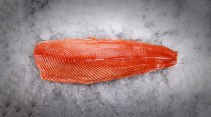 Salmon fillet on ice