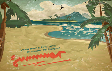 Summer vacation concept background with space for text in vintag