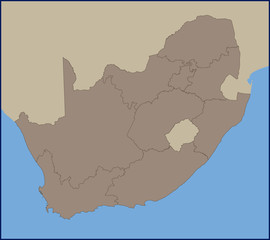 Empty Political Map of South Africa