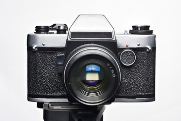 Old film SLR camera isolated