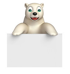 fun  Polar bear cartoon character with  board