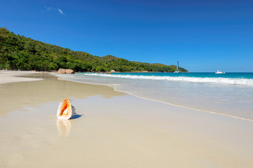 Fototapeta na wymiar Idyllic Anse Lazio beach at Praslin island, Seychelles
