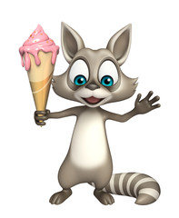 Raccoon cartoon character with ice-cream