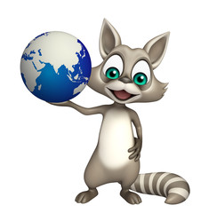 fun Raccoon cartoon character with earth